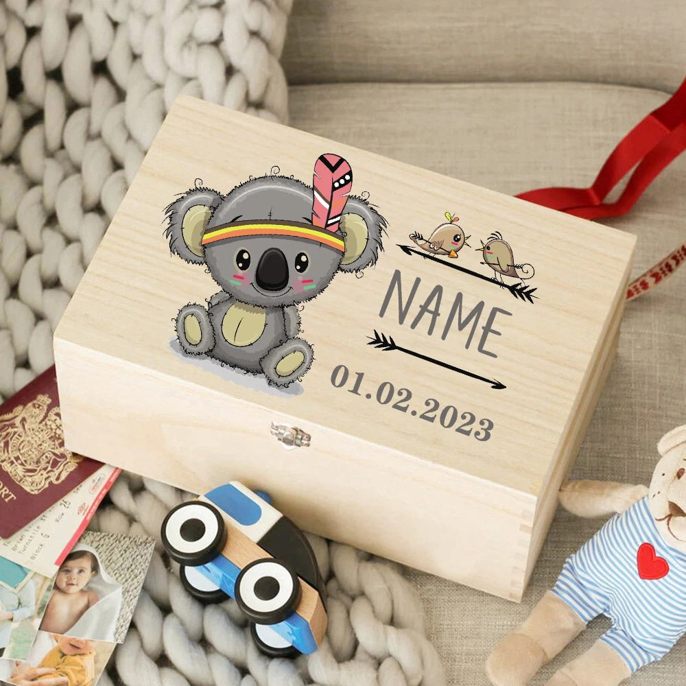 Custom Baby Wooden Memory Box Newbron Shower Gift Personalized Infant  Keepsake Box Baby Birth Stats Box Umbilical Cord Box