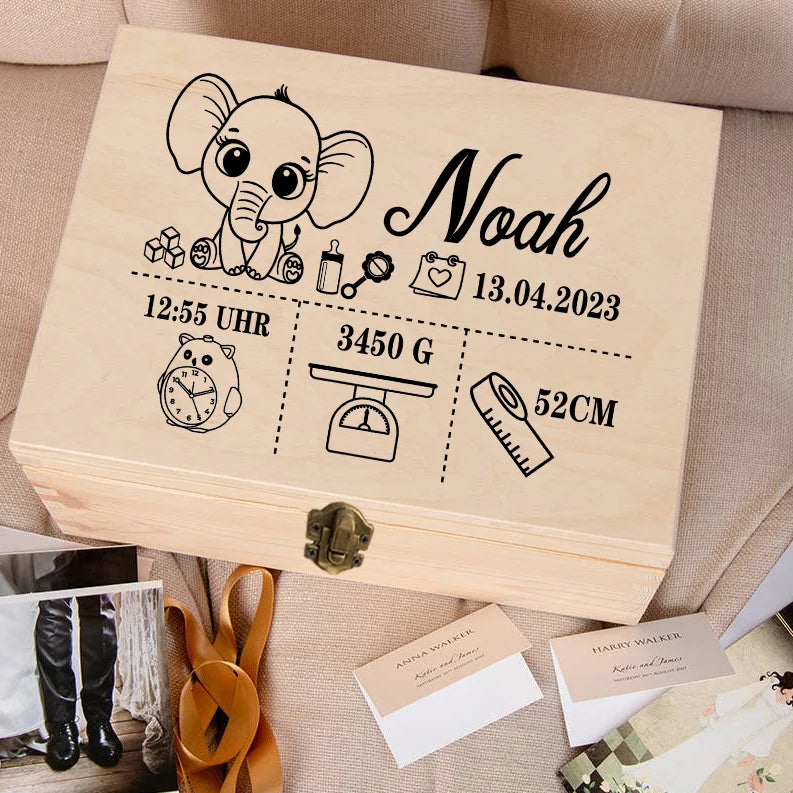 Custom Baby Wooden Memory Box Newbron Shower Gift Personalized Infant  Keepsake Box Baby Birth Stats Box Umbilical Cord Box