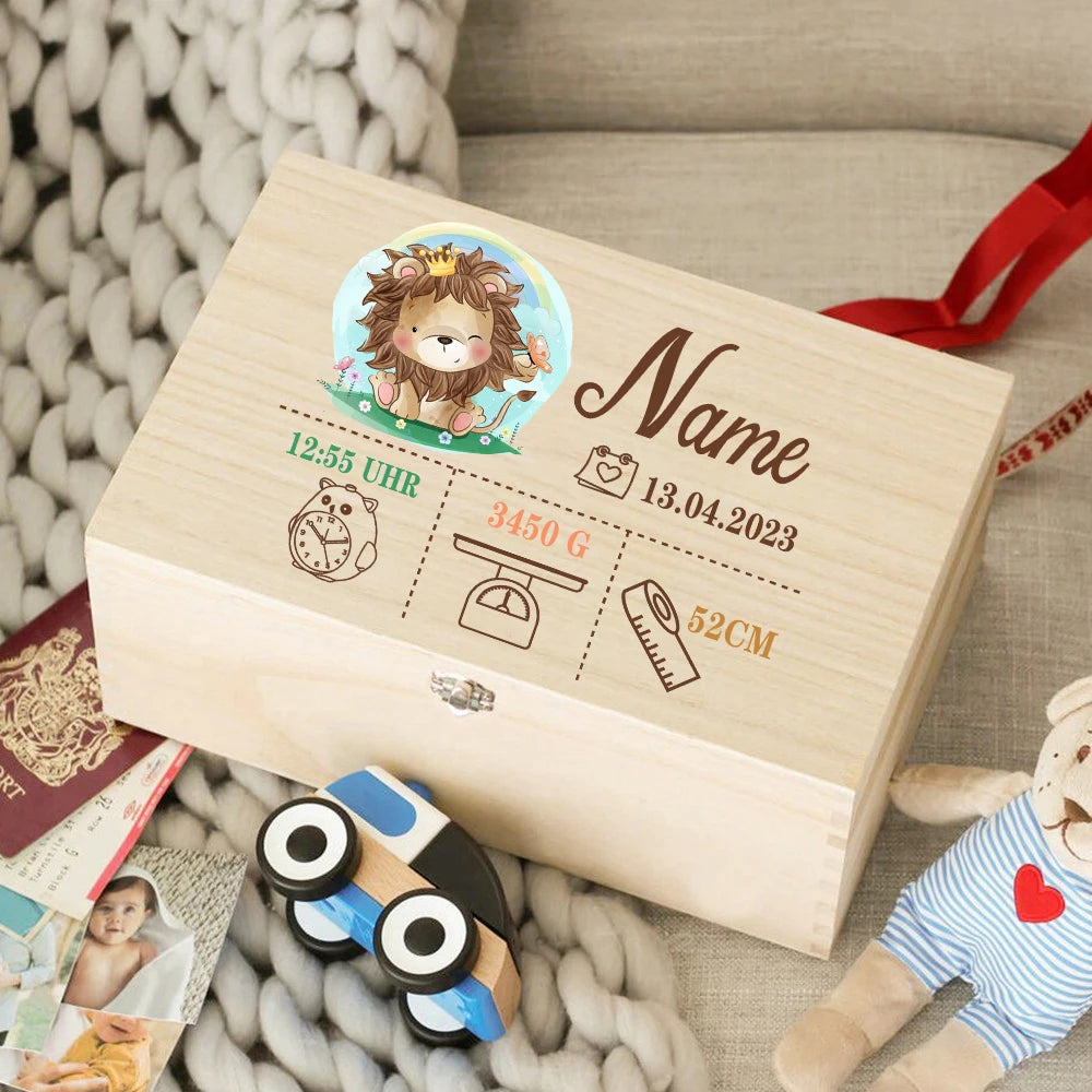 Custom Baby Wooden Memory Box Newbron Shower Gift Personalized Infant  Keepsake Box Baby Birth Stats Box Umbilical Cord Box