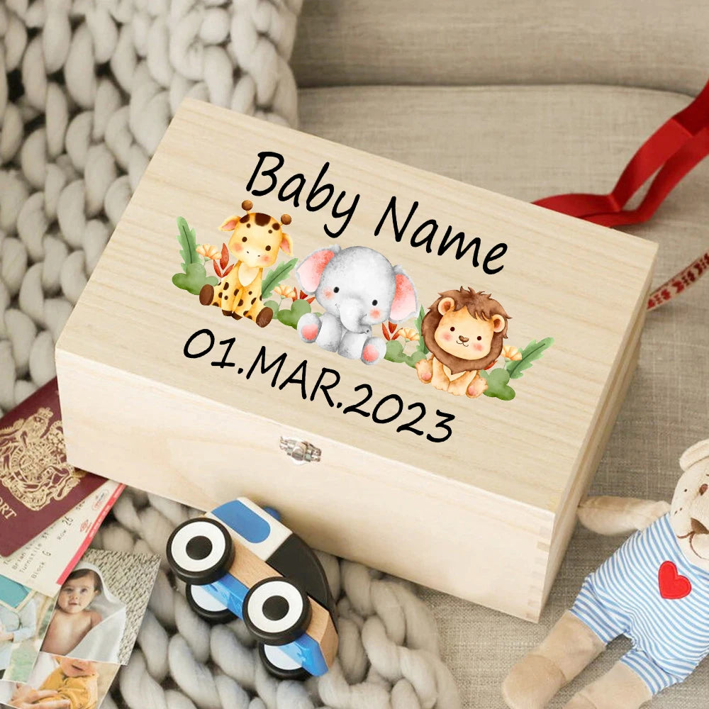 Custom Baby Wooden Memory Box Newbron Shower Gift Personalized Infant  Keepsake Box Baby Birth Stats Box Umbilical Cord Box